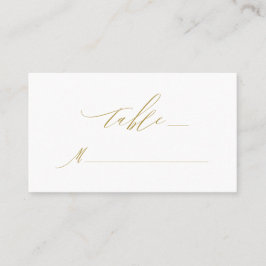 Elegante White Gold Moderne Script Monogram Weddin Platzkarte