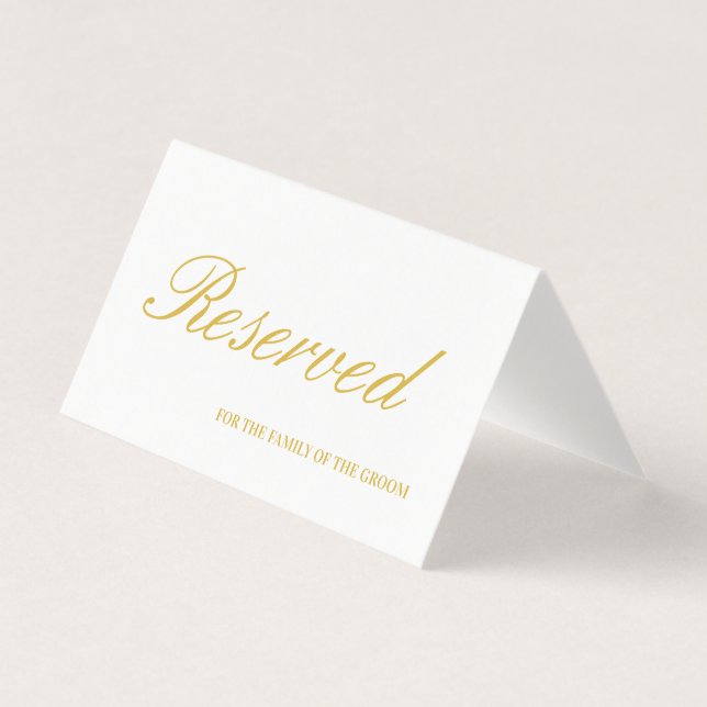 Elegante White & Gold Reservierte Hochzeitskarte (Vorderseite)