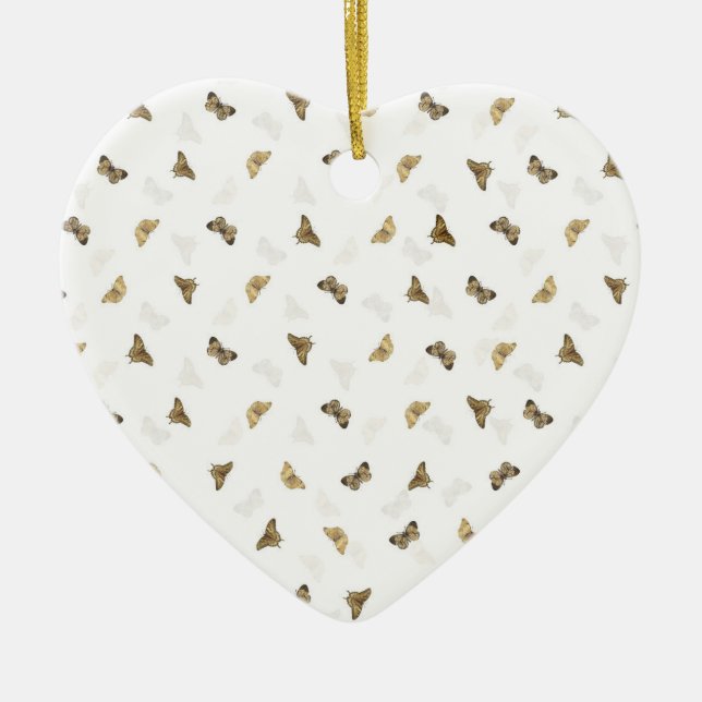 Elegante White Gold Schmetterlinge Keramik Ornament (Vorne)