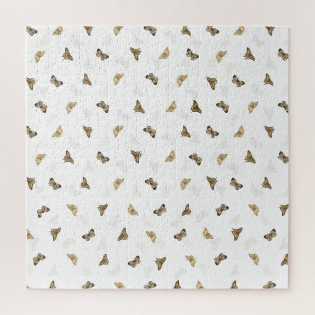 Elegante White Gold Schmetterlinge Puzzle (Vertikal)