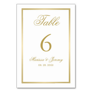 Elegante White Gold Script Calligraphy Wedding Tischnummer