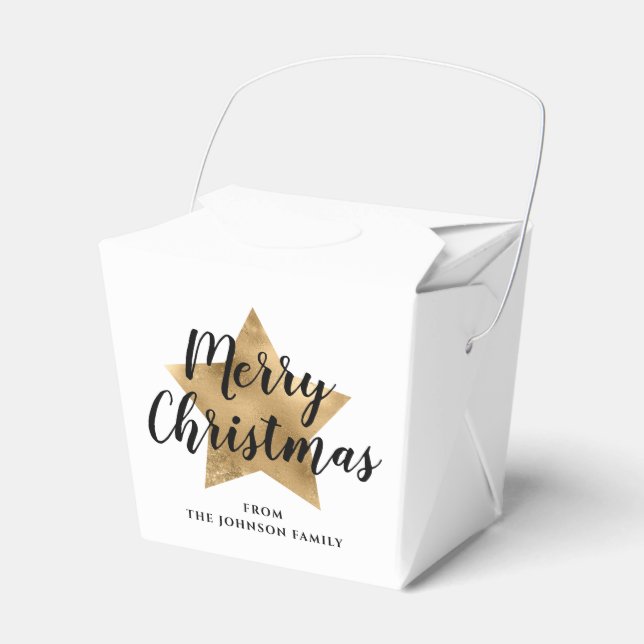 Elegante White Gold Star Weihnachten Geschenkschachtel (Vorderseite)