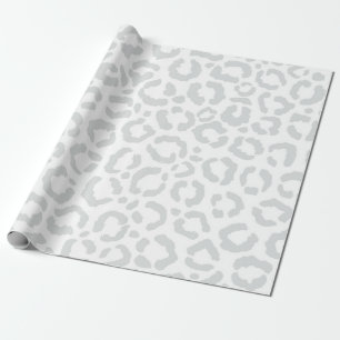 Elegante White Gray Leopard Cheetah Animal Print Geschenkpapier