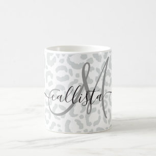Elegante White Gray Leopard Cheetah Animal Print Kaffeetasse