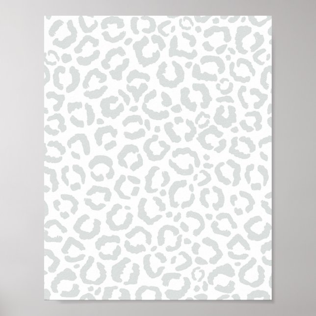 Elegante White Gray Leopard Cheetah Animal Print Poster (Vorne)
