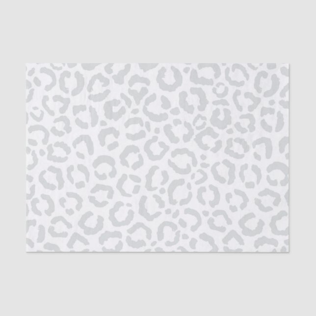 Elegante White Gray Leopard Cheetah Animal Print Seidenpapier (Vorderseite)