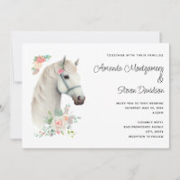 Elegante White Horse Boho Floral Wedding