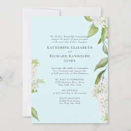 Elegante White Hydrangea Seafoam IV Hochzeit Einladung
