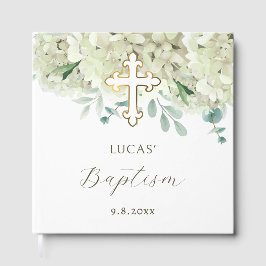 Elegante White Hydrangea Taufe Gästebuch