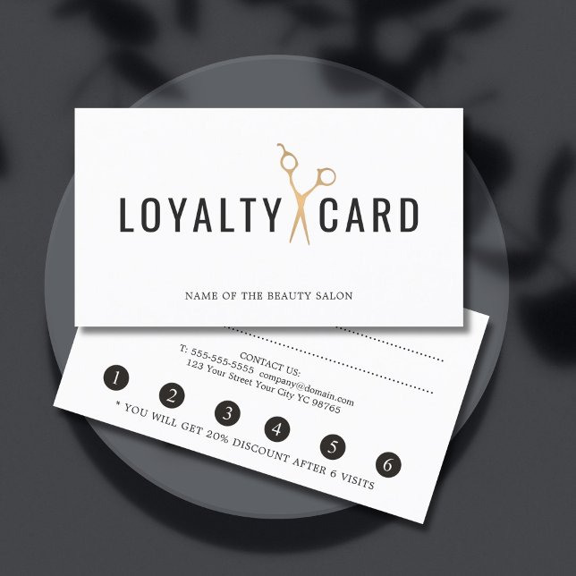 Elegante White Imitats Gold Scissor Loyalty Card Treuekarte (Von Creator hochgeladen)