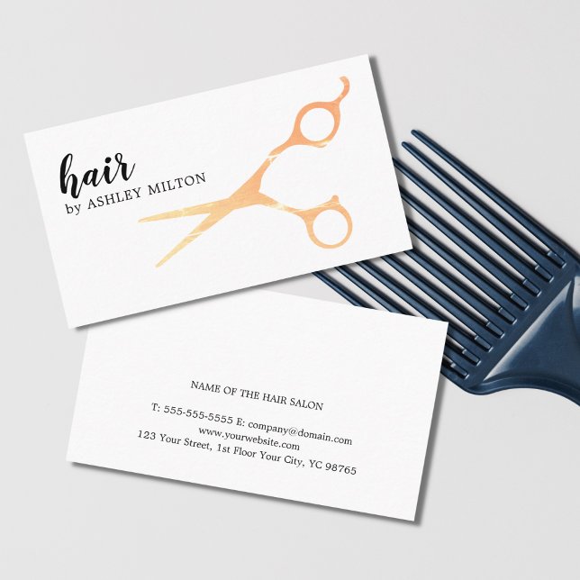 Elegante White Imitats Metal Scissors Friseurin Visitenkarte (Von Creator hochgeladen)