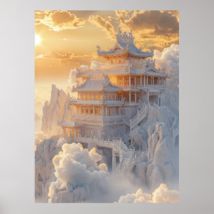 Elegante White Jade und Golden Palace Poster