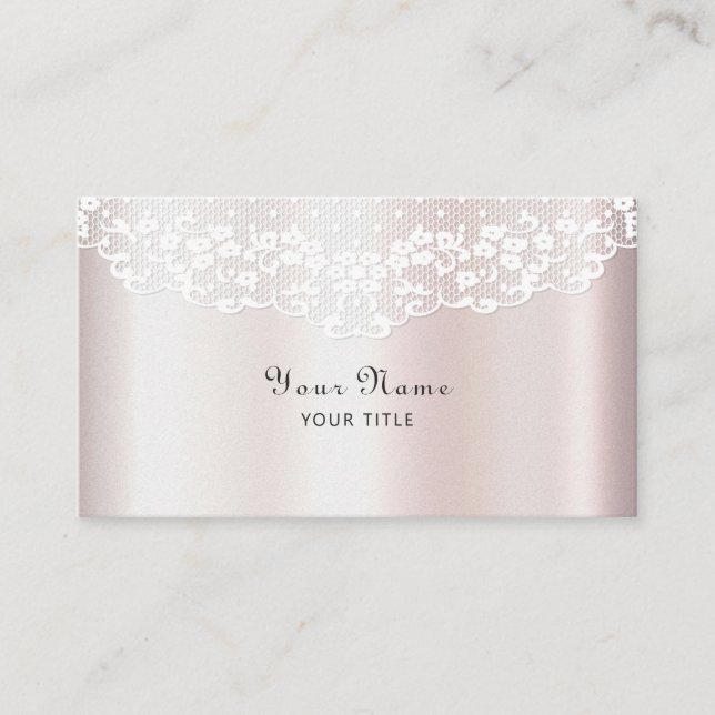 Elegante White Lace Floral Business Card Visitenkarte (Vorderseite)