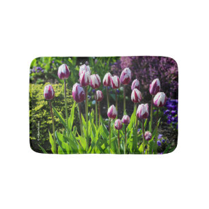 Elegante White Lila Flaming Flag Triumph Tulips Badematte