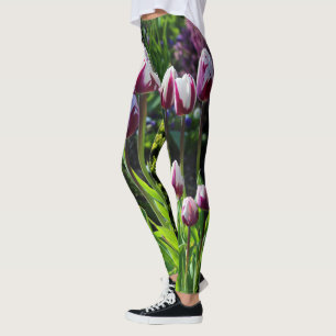 Elegante White Lila Flaming Flag Triumph Tulips Leggings