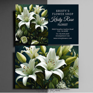 Elegante White Lily Blume Florist Visitenkarte