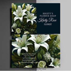 Elegante White Lily Blume Florist Visitenkarte
