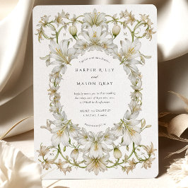 Elegante White Lily Garden Wedding Einladung