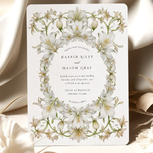 Elegante White Lily Garden Wedding Einladung