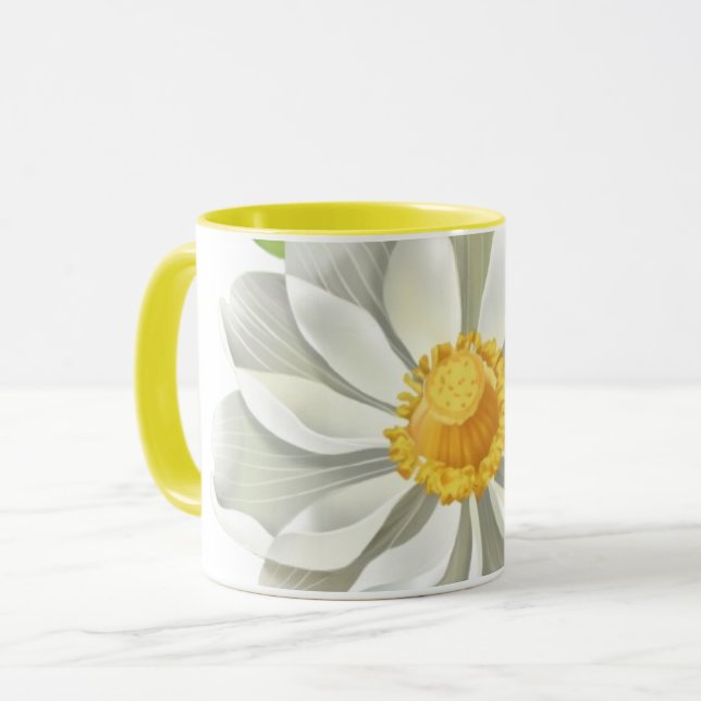 Elegante White Lotus Illustration Tasse (Vorderseite Links)