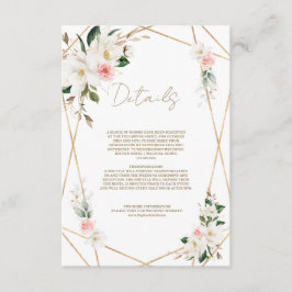 Elegante White Magnolia Gold Hochzeit Details Begleitkarte