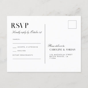 Elegante White Magnolia Illustration Wedding RSVP Postkarte