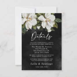 Elegante White Magnolia Wedding Details Card RSVP Karte