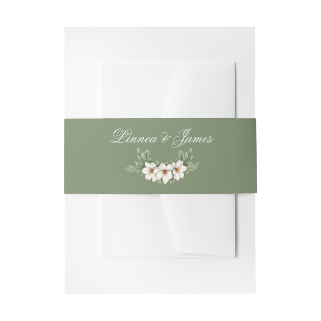 Elegante White Magnolia Winter Wedding Pine Tree Einladungsbanderole (Vorderseite Beispiel)