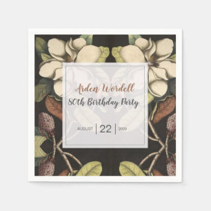Elegante White Magnolias Geburtstagsparty Serviette