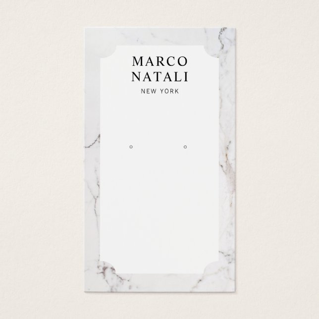Elegante White Marble Earring Display Card (Vorderseite)