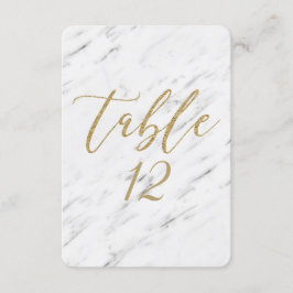 Elegante White Marble & Gold Wedding Tischnummer