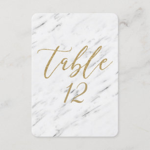 Elegante White Marble & Gold Wedding Tischnummer