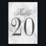 Elegante White Marble Wedding Tischnummer<br><div class="desc">Die elegante Hochzeitskarte bietet den Titel "Table" im grau-eleganten Schriftart-Stil mit Tischnummer im Schriftart mit grauem Serif auf weißem Marmorhintergrund. Auch ideal für Brautparty, Probe-Dinner, Geburtstagsparty, Restaurants, besondere Anlass Party und Veranstaltungen.</div>