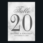 Elegante White Marble Wedding Tischnummer<br><div class="desc">Die elegante Hochzeitskarte bietet den Titel "Table" im grau-eleganten Schriftart-Stil mit großen Tischnummer- und Hochzeitsdetails in einem grau serf Schriftart-Stil auf weißem Marmorboden. Auch ideal für Brautparty,  Probe-Dinner,  Geburtstagsparty,  Restaurants,  besondere Anlass Partys und Veranstaltungen.</div>