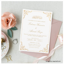 Elegante White Nikah Islamische Hochzeit Einladung