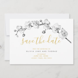 Elegante White Orchid Modern Boho Stilvolle Hochze Save The Date