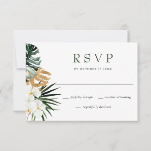 Elegante White Orchids Bohemische Wedding RSVP Car Karte