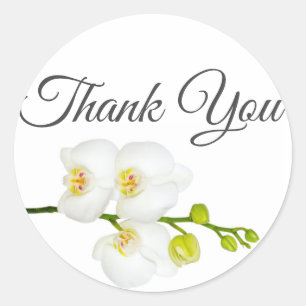Elegante White Orchids Coupels Initials & Datum Runder Aufkleber
