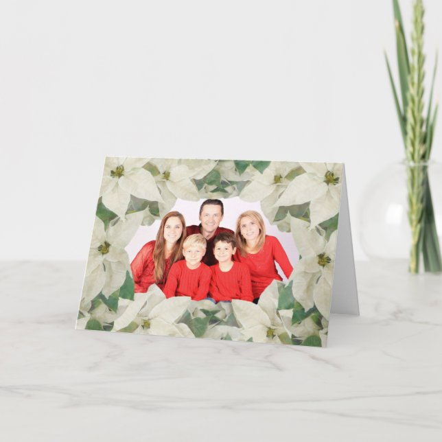 Elegante White Poinsettia Garden Family Foto Card Karte (Vorderseite)