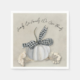 Elegante White Pumpkin Fall Erntedank Familie Serviette