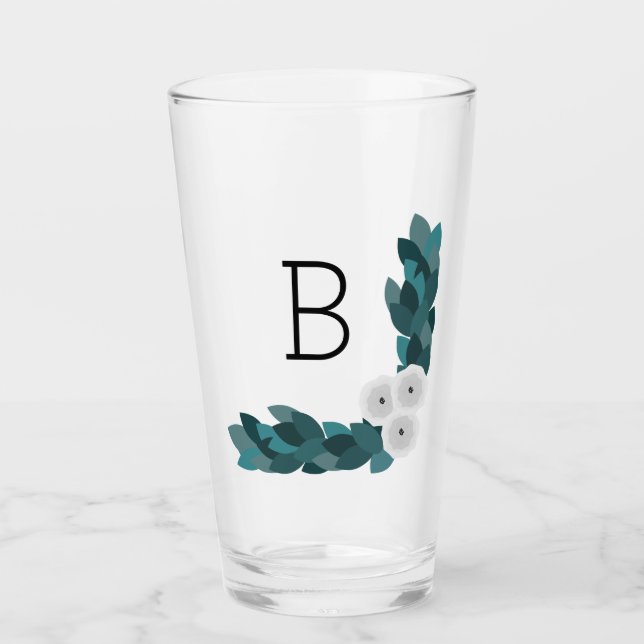 Elegante White Ranunculus Blume & Foliage | Mono Glas (Vorderseite)