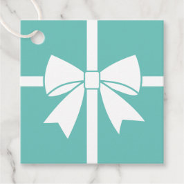 Elegante White Ribbon Bow Aquamarin Blue Baby Dusc Geschenkanhänger
