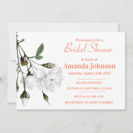 Elegante White Rose Blumendusche Einladung