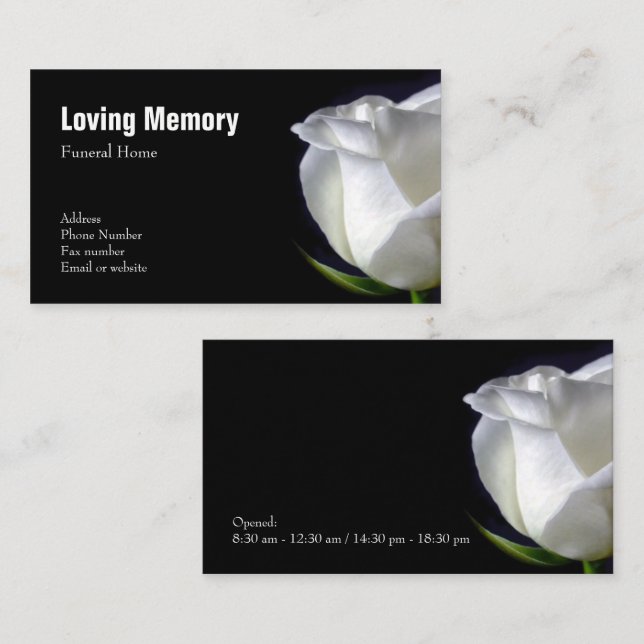 Elegante White Rose Floral Business Card Visitenkarte (Vorne/Hinten)