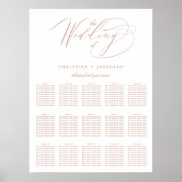 Elegante White Rose Gold Script Hochzeitssitze Poster