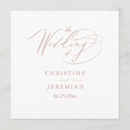 Elegante White Rose Gold Script Typografy Wedding Programm
