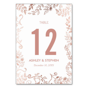 Elegante White Rose Gold Tischnummern