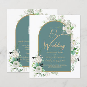 Elegante White Roses All-in-1 Wedding Einladung UA
