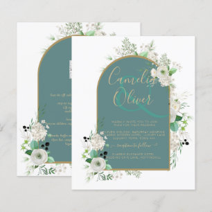 Elegante White Roses All-in-1 Wedding Einladung UA