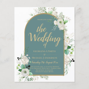 Elegante White Roses All-in-1 Wedding Einladung UA